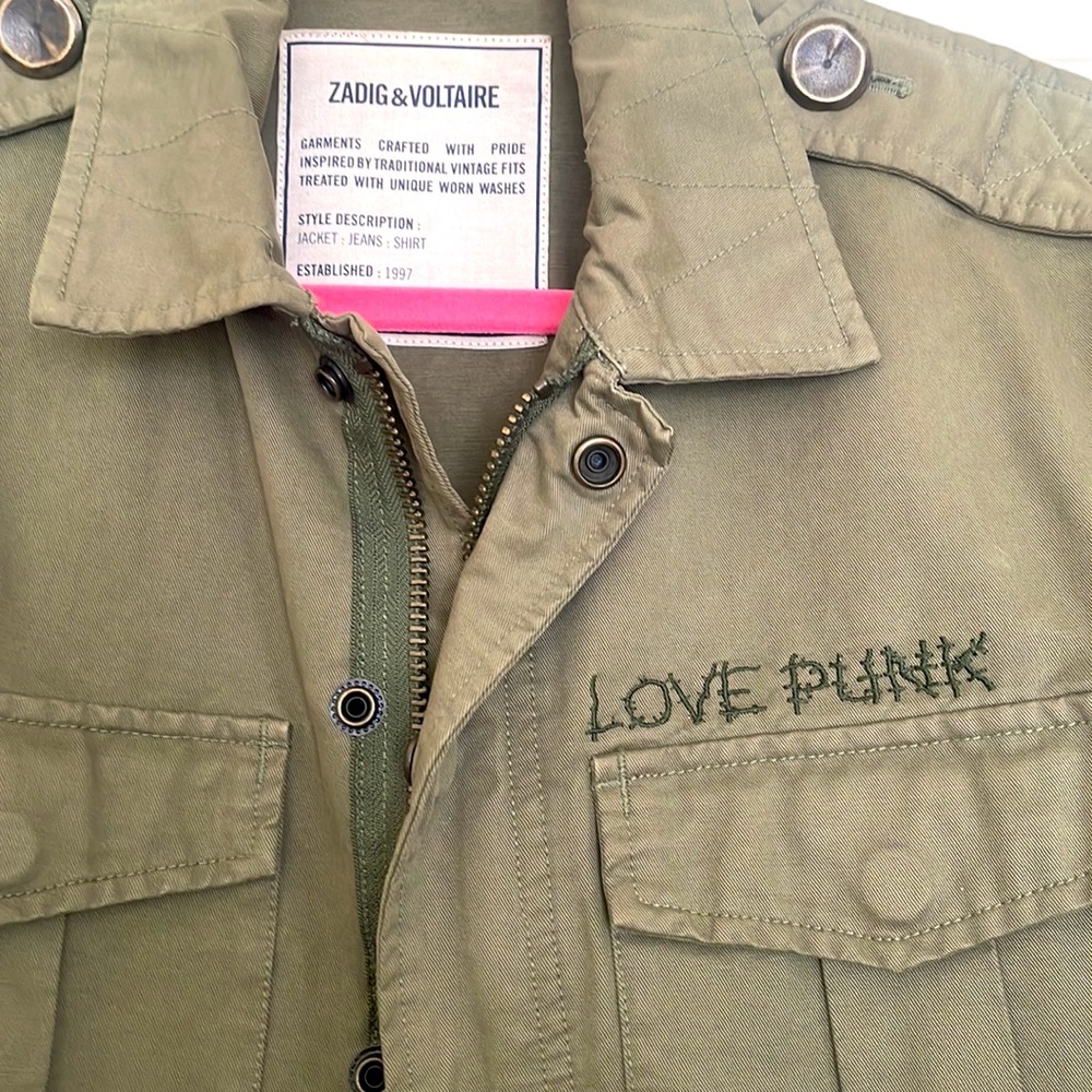 Zadig& Voltaire Love Punk Military Jacket Size Med - image 2